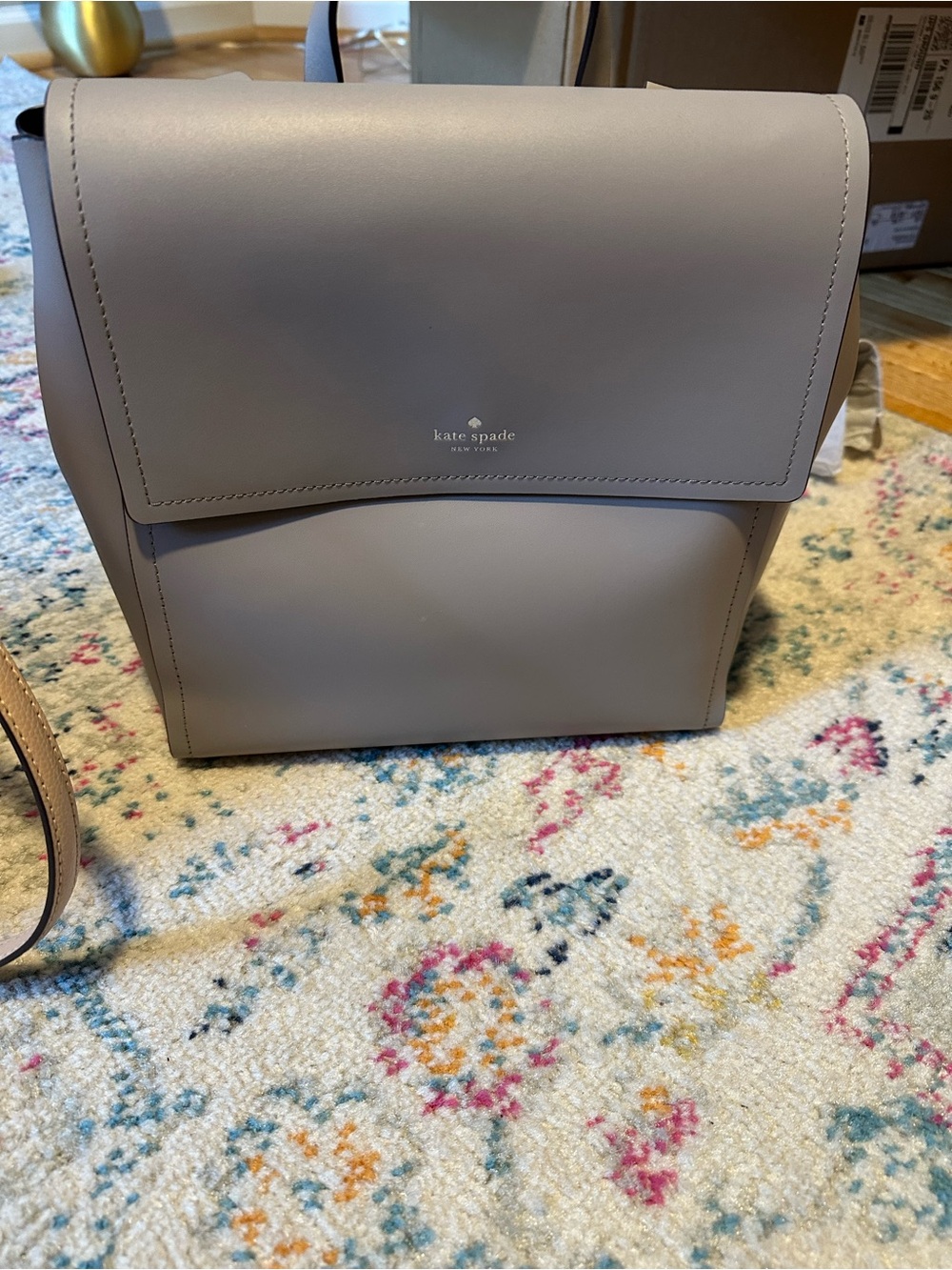 kate spade dusty taupe leather backpack